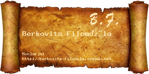 Berkovits Filoméla névjegykártya
